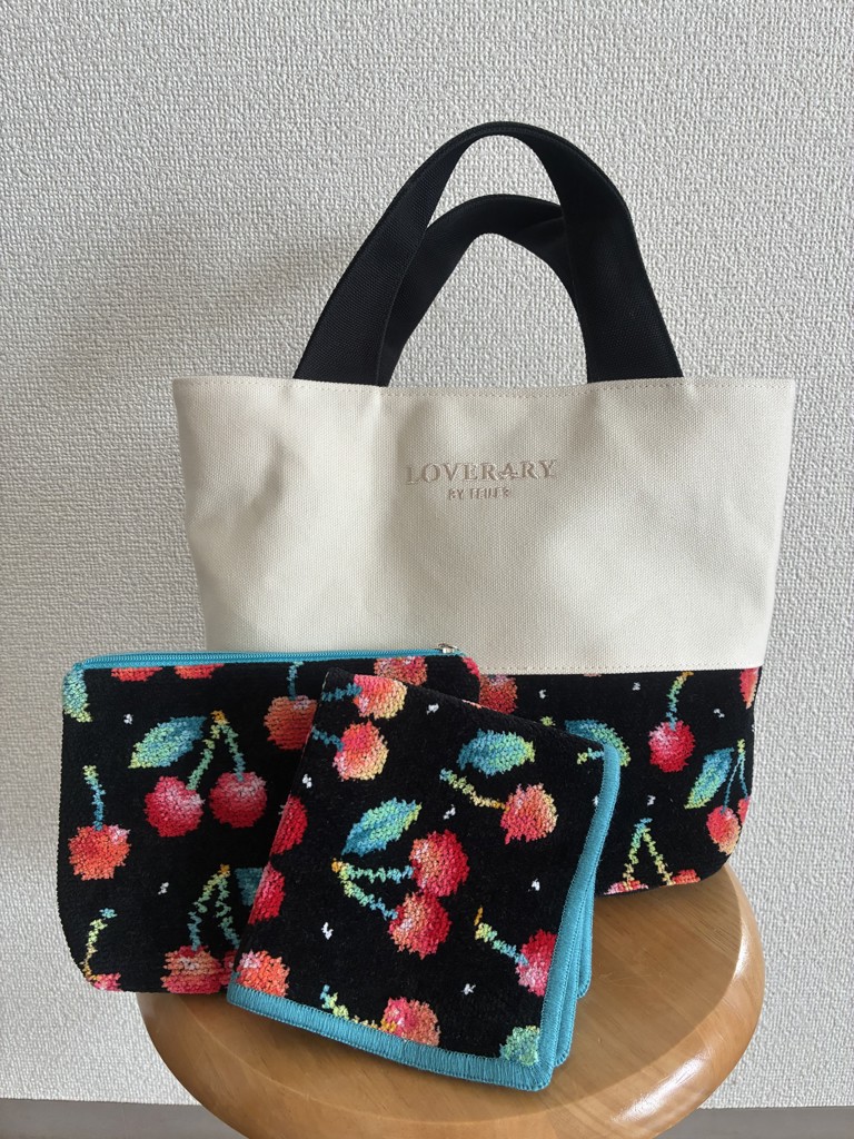 チェリードット ハンカチ(ブラック×ブルー): LOVERARY BY FEILER