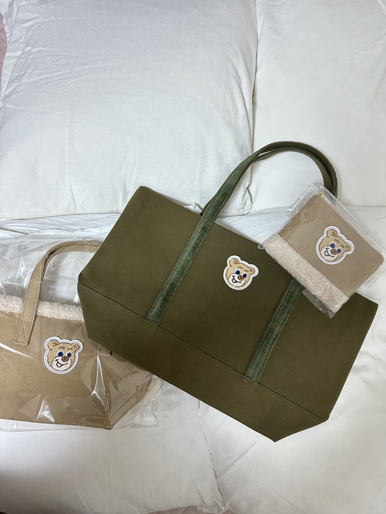 オールドテディ ワッペントートバッグ L/OTE-163165(ダークグリーン