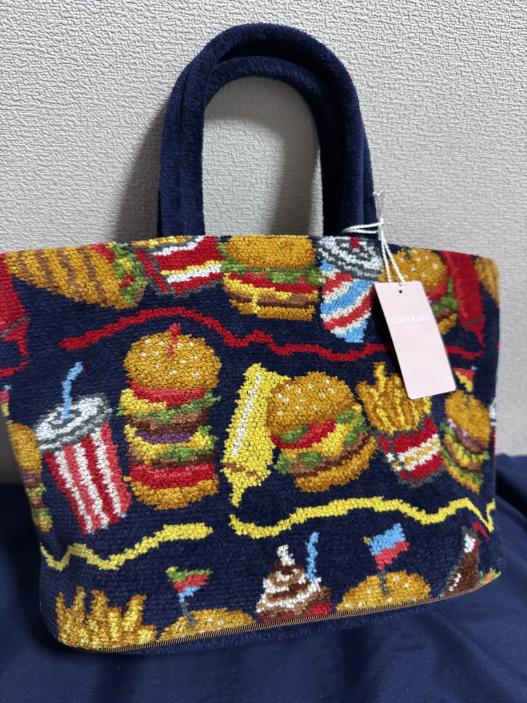 バーガーショップ 巾着付きバッグ L/BUR-257131(ネイビー