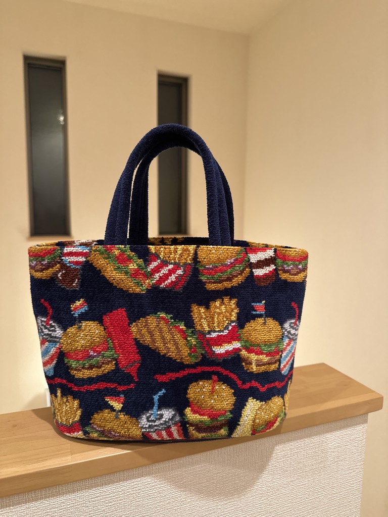 バーガーショップ 巾着付きバッグ L/BUR-257131(ネイビー): LOVERARY