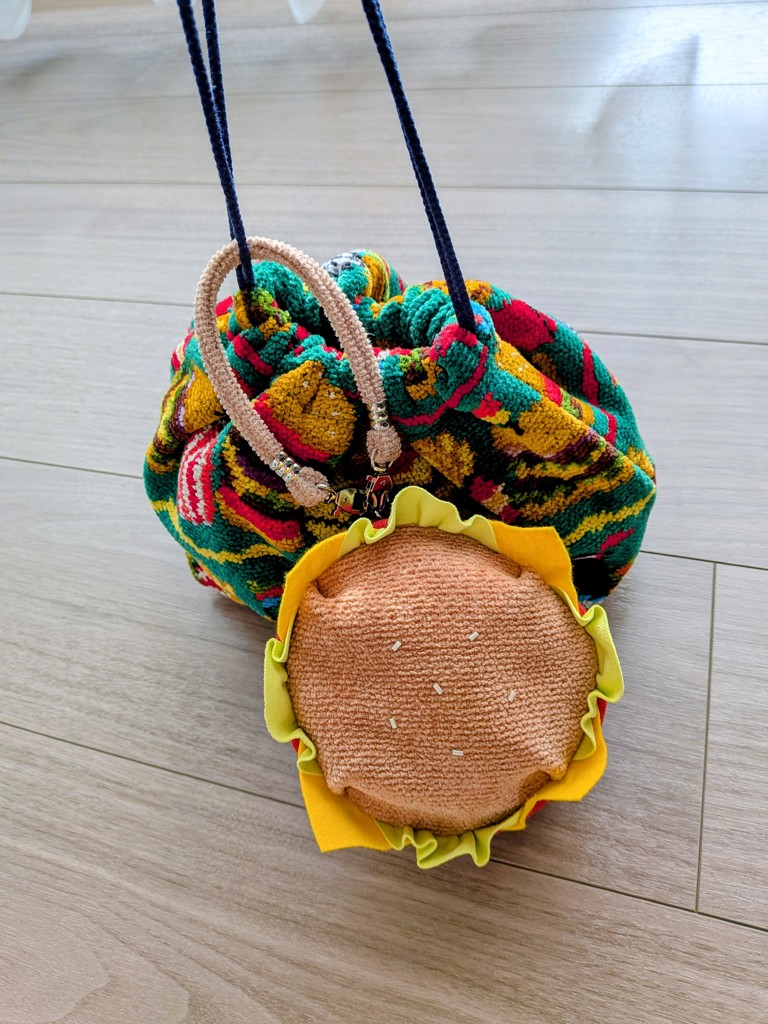 バーガーショップ マチ付き巾着 L/BUR-257129(ネイビー): LOVERARY BY