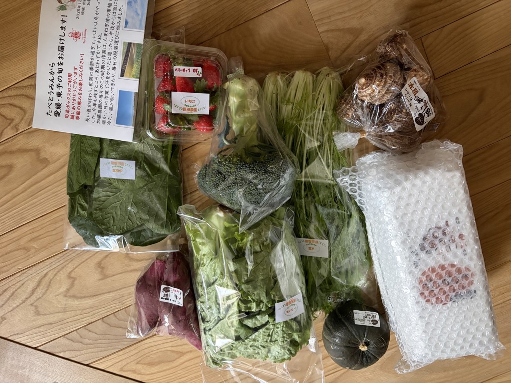 たべとうみん旬菜ボックスBセット（季節の野菜と卵14個+割れ補償6個入